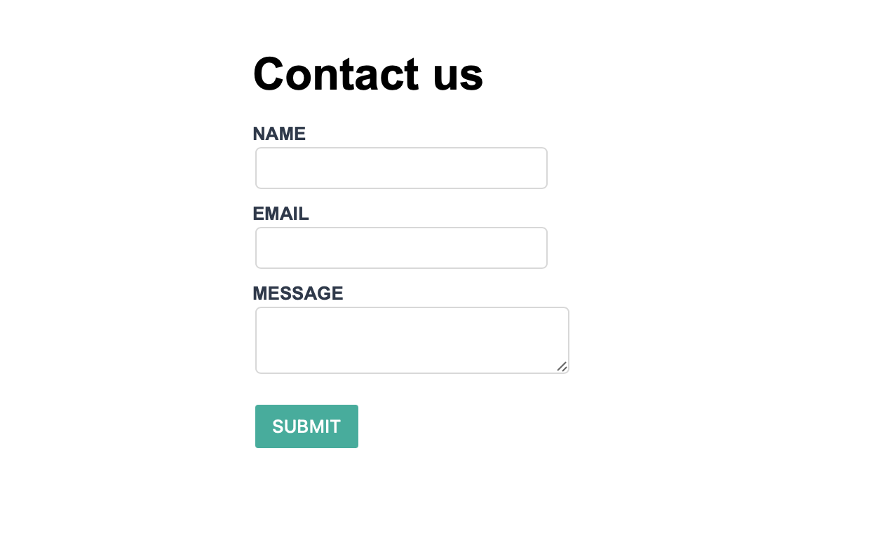The Svelte contact form styled with CSS